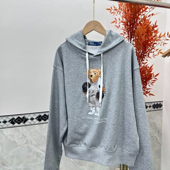 Polo Ralph Lauren Gray Hoodie withBear Design - Picture 1 of 6